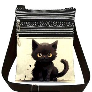 🛒🛍️💥New in package adorable black kitten crossbody bag super cute